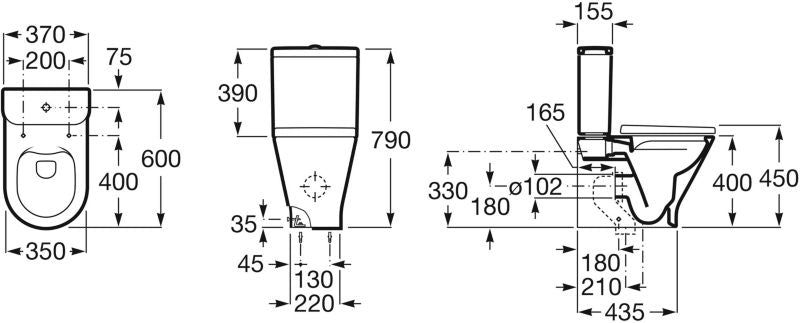 Toiletkumme Rund Rimless Hvid 36,5x40 cm Universaludløb