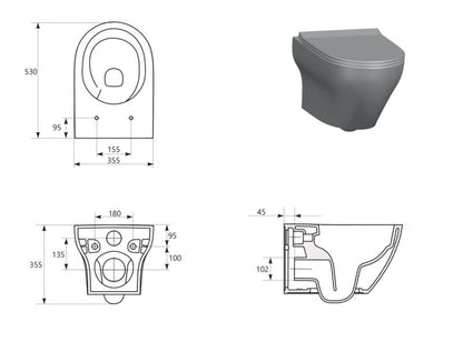 Væghængt Toilet Larga Oval Vortex Uden Bræt Hvid 53 cm | 5901771136170