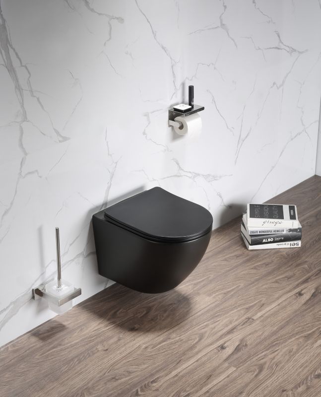 Væghængt Toilet Corciano Clarity Mat Sort 49 cm B2342MB