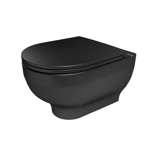 GoodHome Cavally væghængt rimless toilet med 3/6 l skyl og softclose sæde i sort