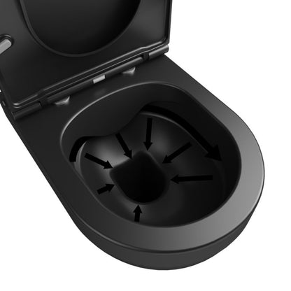 GoodHome Cavally væghængt rimless toilet med 3/6 l skyl og softclose sæde i sort