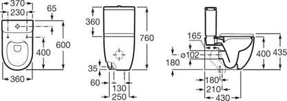 Toiletkumme Væghængt Rimless Supraglaze Hvid 37x60 cm