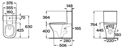 Toilet Kompakt Roca Optica Uden Kant Hvid 35,5x40x63 cm 8445662006434