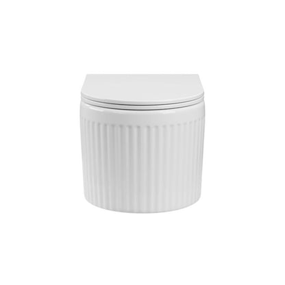 Væghængt Toilet Magic Riflet Hvid med QFS Støjsvag Skyl og Låg 49,5x36,5x36,5 cm