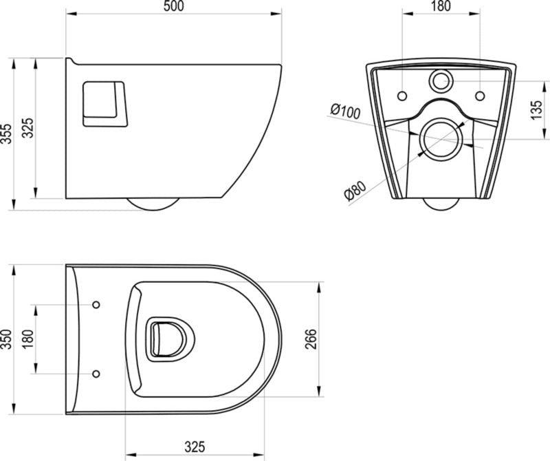 Væghængt Toilet Endo RimOff 35x50 cm Hvid Keramik