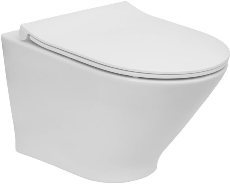 Væghængt Toilet Rundt Rimless Hvid 35,5x48 cm