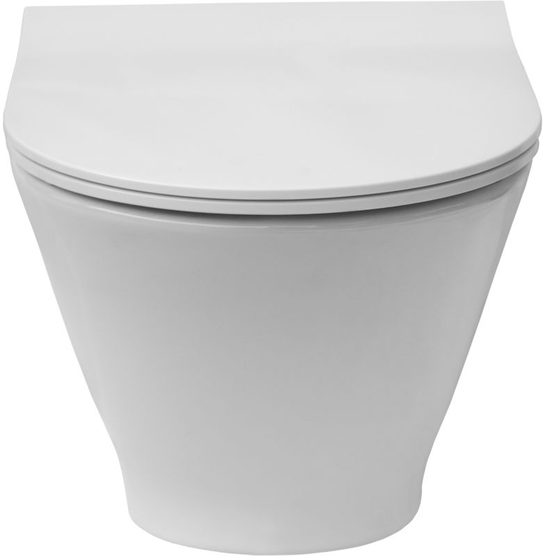 Væghængt Toilet Rundt Rimless Hvid 35,5x48 cm