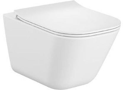 Væghængt Toilet Firkantet Rimless med Låg Hvid 347x540x345 mm