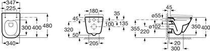 Væghængt Toilet Roca Gap Rimless 48 cm Hvid med Låg