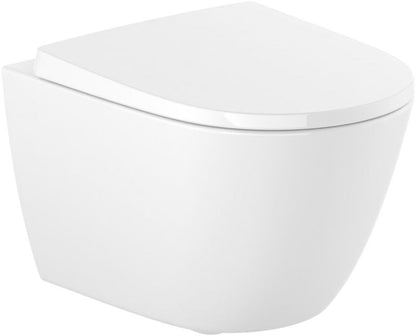 Væghængt Toilet Rimless Hvid 36x48 cm med Låg