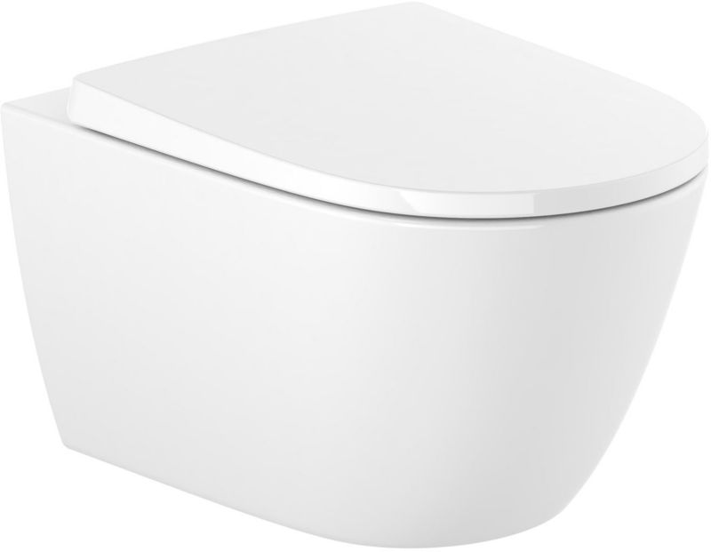 Væghængt Toilet Uden Skyllekant Hvid med Låge 36x53x40 cm
