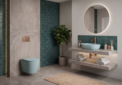 Væghængt Toilet Amaro Sage Mist Mat med VORTEX Skyl 48x36x36 cm