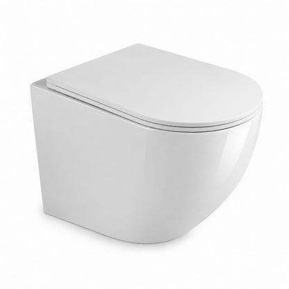 Væghængt Toilet Vortiq Rund Uden Skyllekant Hvid 49x36x36 cm AK2215