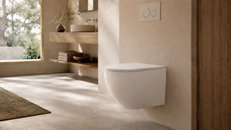 Væghængt Toilet Vortiq Rund Uden Skyllekant Hvid 49x36x36 cm AK2215