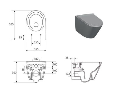 Væghængt Toilet City Pro Oval Vortex Uden Skyllekant Hvid