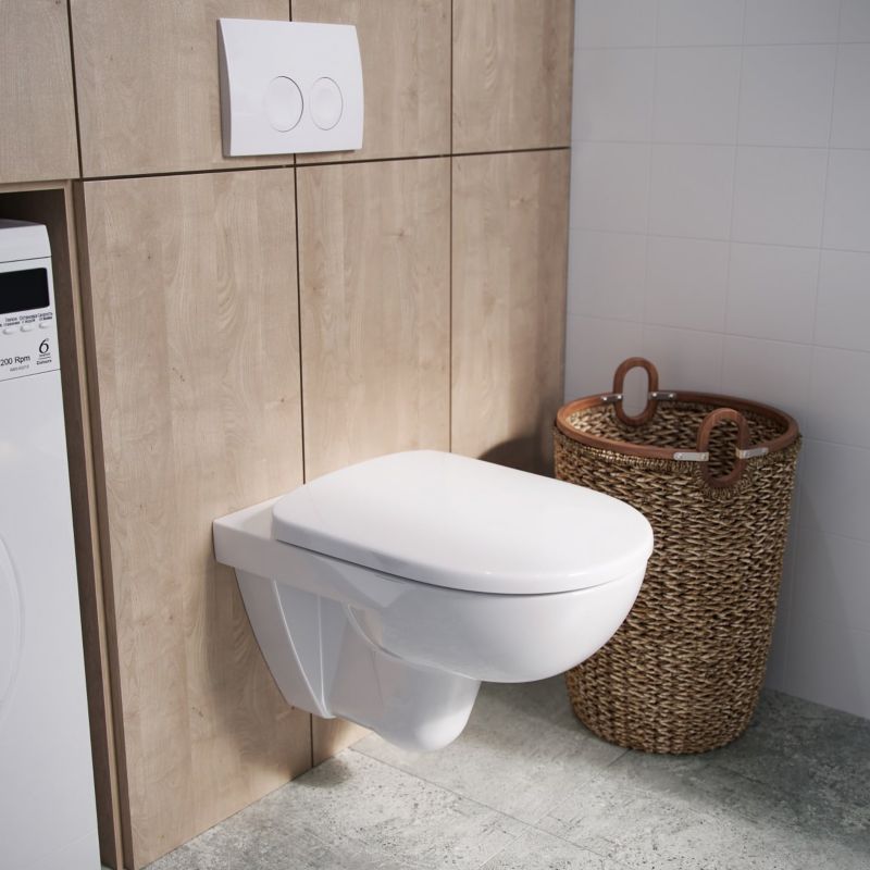 Væghængt Toilet Selnova Rimfree med Langsomt Lukkende Duroplast Sæde Hvid