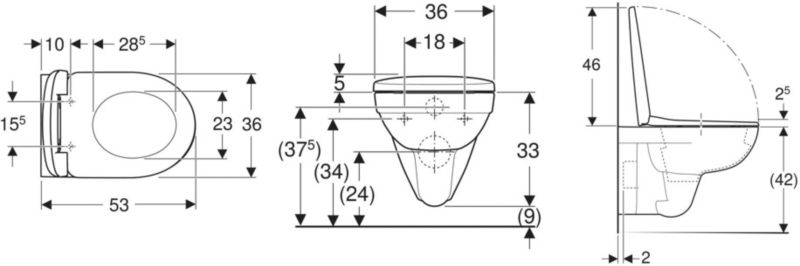 Væghængt Toilet Keramisk med Duroplast Sæde Hvid 53x36x38 cm