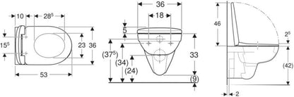 Væghængt Toilet Keramisk med Duroplast Sæde Hvid 53x36x38 cm