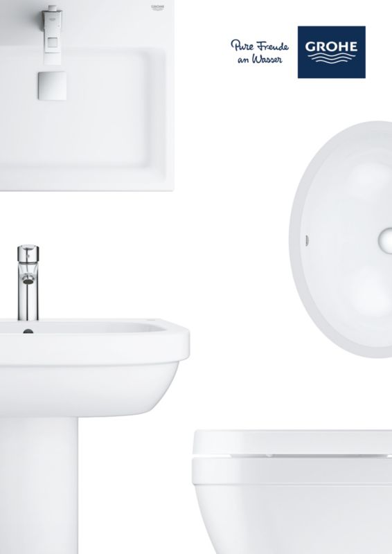 Væghængt Toilet Grohe Bau Ceramic Uden Skyllekant Hvid 53x37 cm Oval