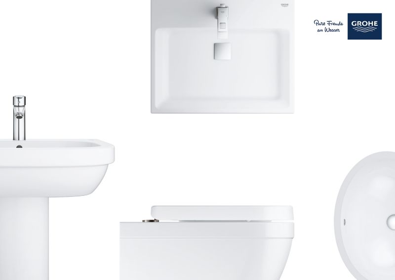 Væghængt Toilet Grohe Bau Ceramic Uden Skyllekant Hvid 53x37 cm Oval