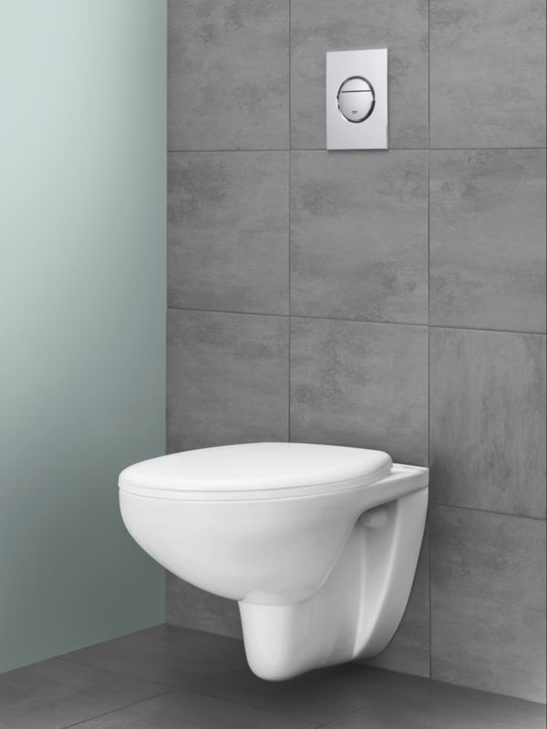 Væghængt Toilet Grohe Bau Ceramic Uden Skyllekant Hvid 53x37 cm Oval