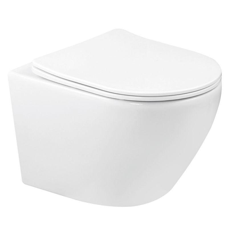 Væghængt Toilet Kerra Kasos med Hvirvelskyl og Duroplast Sæde Hvid | 5907548118028