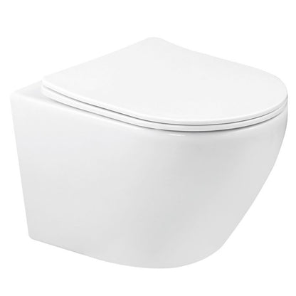 Væghængt Toilet Kerra Kasos med Hvirvelskyl og Duroplast Sæde Hvid | 5907548118028
