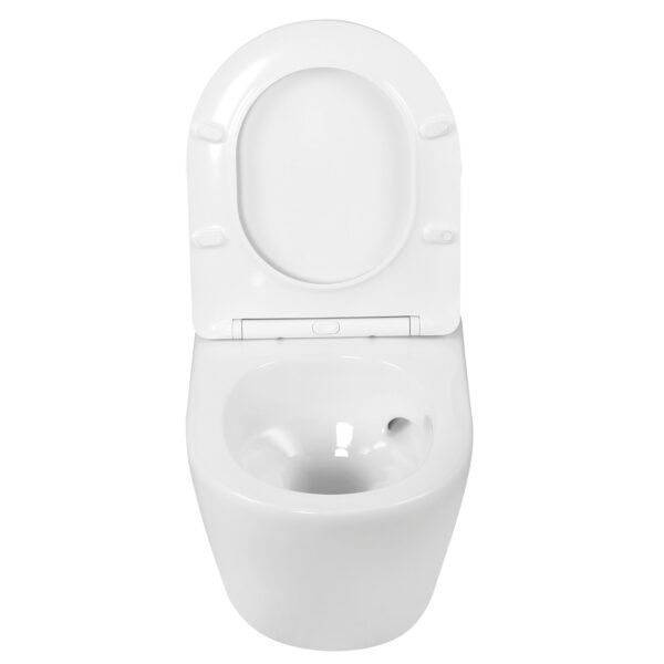 Væghængt Toilet Kerra Kasos med Hvirvelskyl og Duroplast Sæde Hvid | 5907548118028