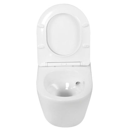 Væghængt Toilet Kerra Kasos med Hvirvelskyl og Duroplast Sæde Hvid | 5907548118028