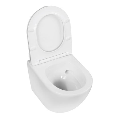 Væghængt Toilet Kerra Kasos med Hvirvelskyl og Duroplast Sæde Hvid | 5907548118028