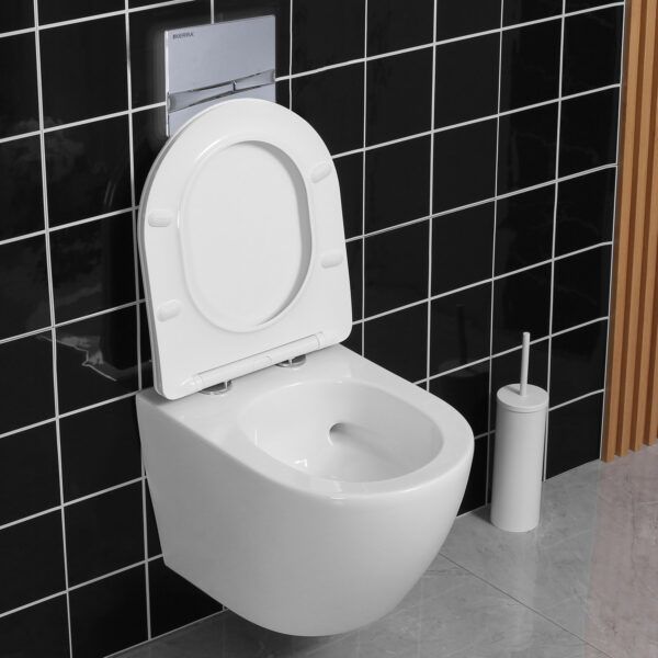 Væghængt Toilet Kerra Kasos med Hvirvelskyl og Duroplast Sæde Hvid | 5907548118028