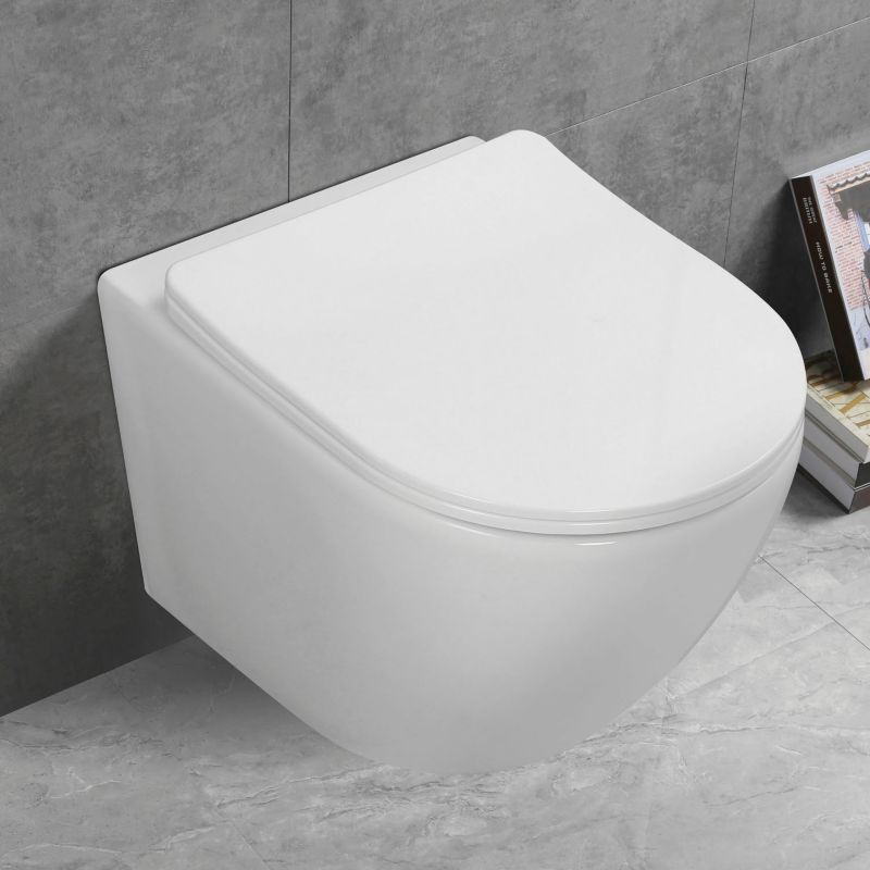 Væghængt Toilet Kerra Kasos med Hvirvelskyl og Duroplast Sæde Hvid | 5907548118028