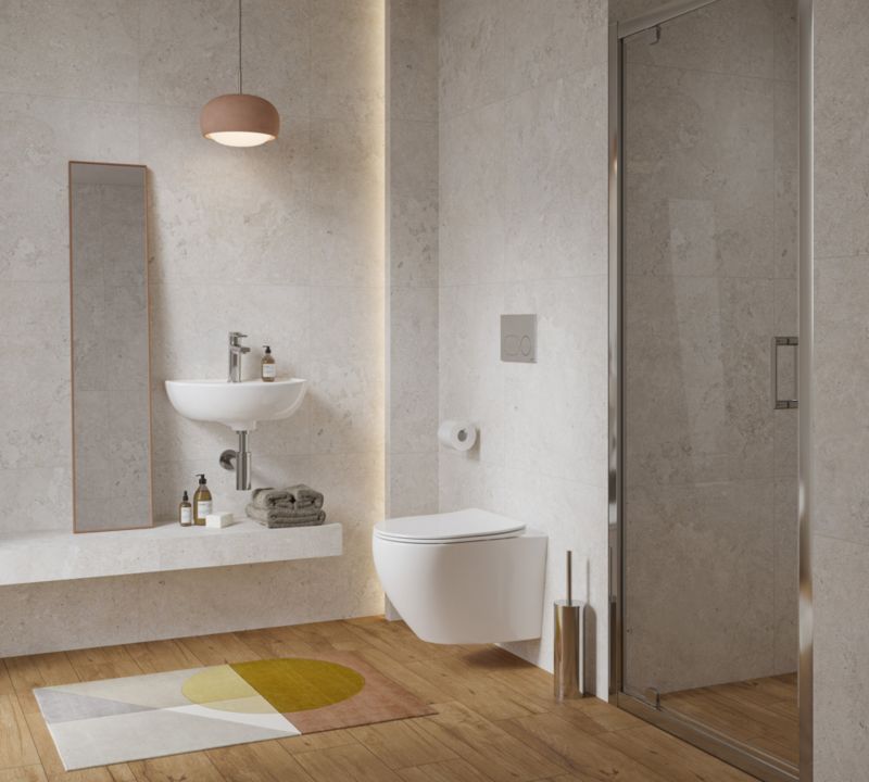 Væghængt Toilet Mito Desse Uden Skyllekant med Hvirvelskyl Hvid Højglans med Låg Softclose 1 stk.