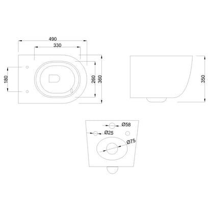 Væghængt Toilet Tavro Rund Cappuccino Mat 49x36x35 cm