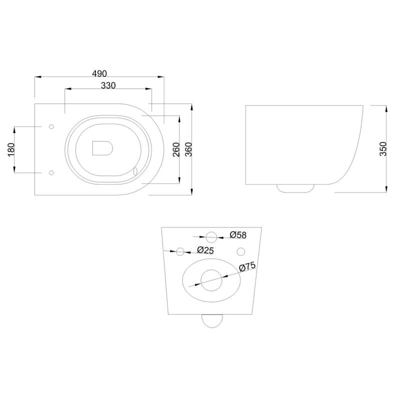 Væghængt Toilet Tavro Rund Cappuccino Mat 49x36x35 cm