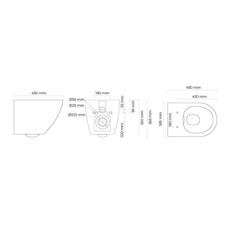 Væghængt Toilet Oltens Hamnes PureRim Hvid Oval 49 cm