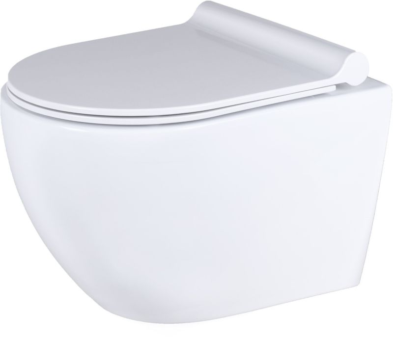 Væghængt Toilet Caneo Uden Brættekant med Låg Hvid Højglans 48,5 cm