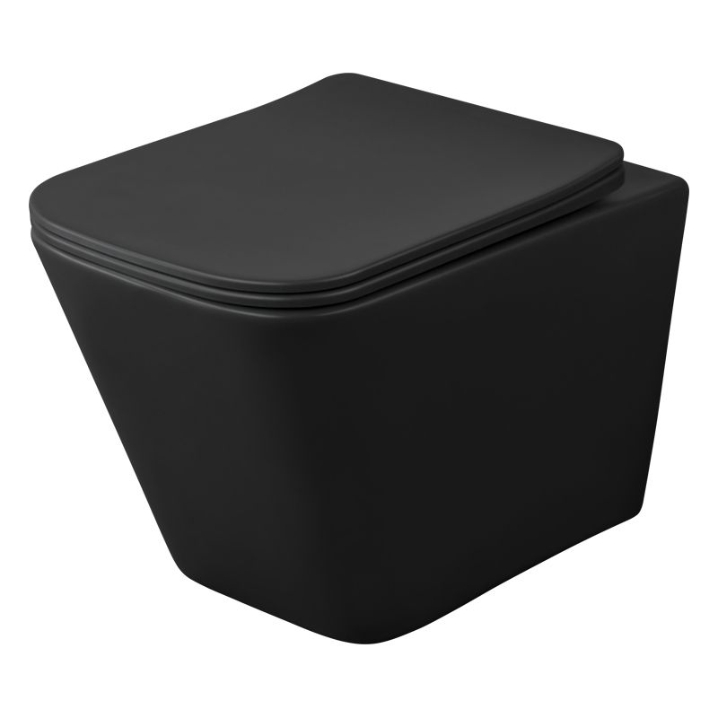 Væghængt Toilet Bravia Uden Skyllekant Sort med Softclose Sæde 48x35x36,5 cm