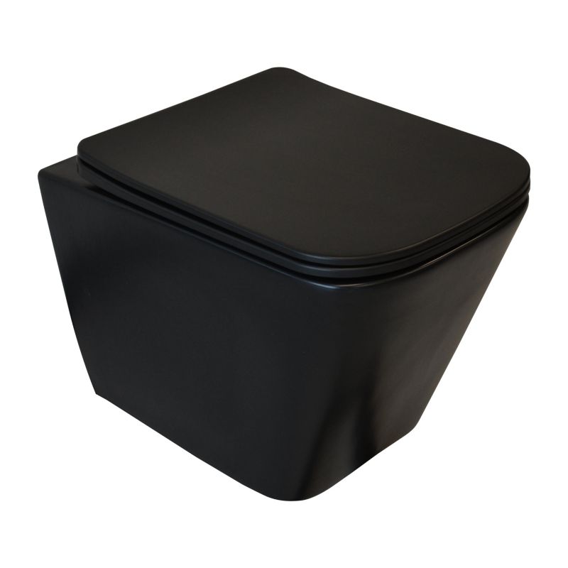 Væghængt Toilet Bravia Uden Skyllekant Sort med Låg Duroplast 5901912832060