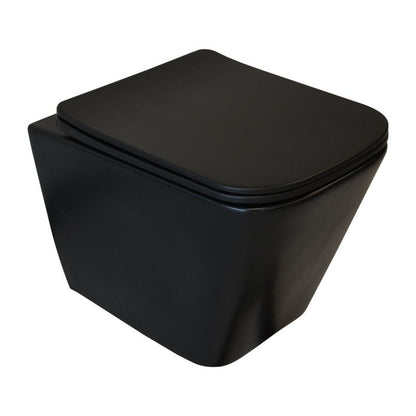 Væghængt Toilet Bravia Uden Skyllekant Sort med Softclose Sæde 48x35x36,5 cm