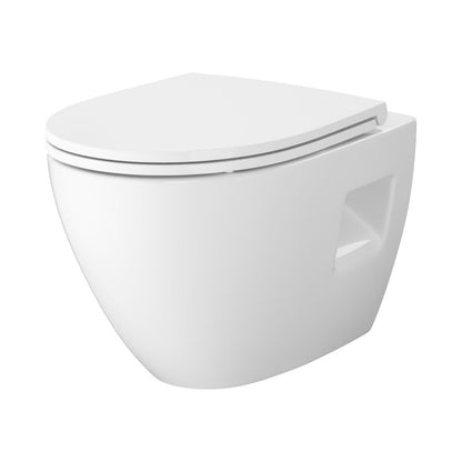 Væghængt Toilet Moduo Vortex Uden Skyllekant med Låg Hvid 52 cm