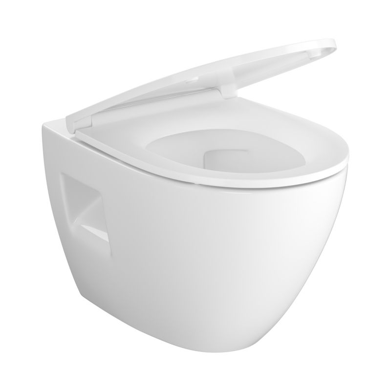 Væghængt Toilet Moduo Vortex Uden Skyllekant med Låg Hvid 52 cm