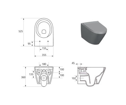 Væghængt Toilet Orisa Rund Hvid Vortex Skyl 52,5 cm | 5901771203384
