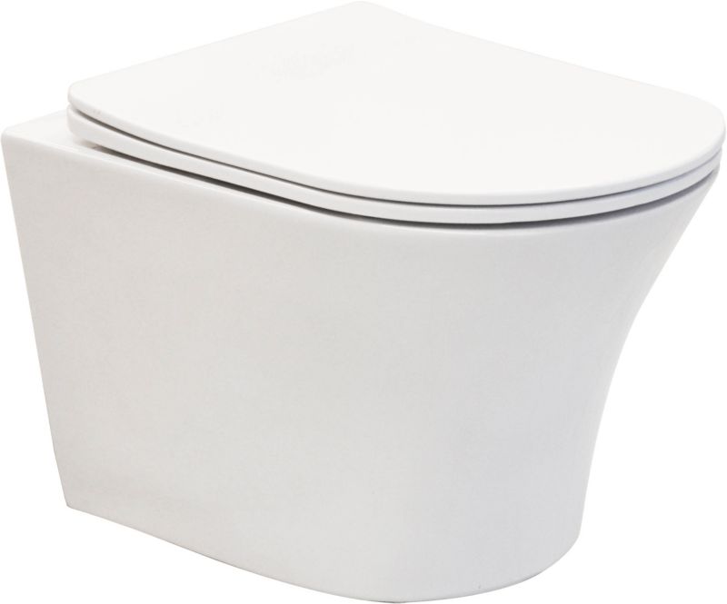 Vægmonteret Cleo rimless toilet skål i hvid