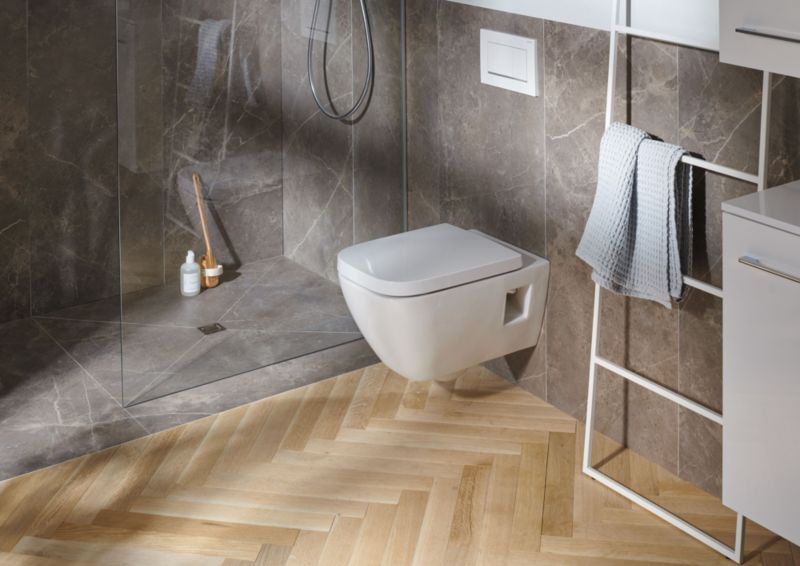 Væghængt Toilet Miska Lunor Uden Skyllekant med Lyddæmpet Sæde 54x35 cm Hvid