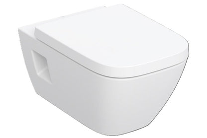 Væghængt Toilet Uden Skyllekant Hvid med Låg Softclose 54 cm