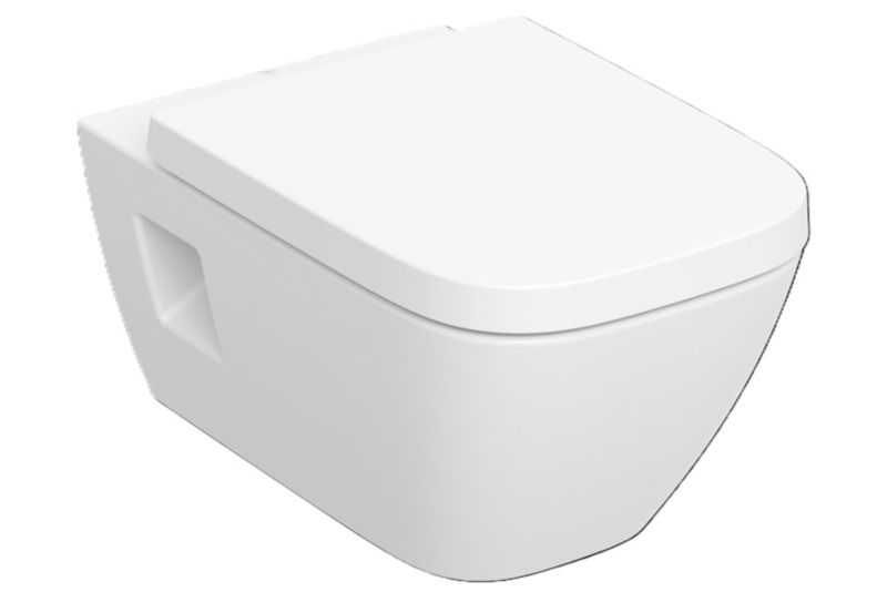 Væghængt Toilet Miska Lunor Uden Skyllekant med Lyddæmpet Sæde 54x35 cm Hvid