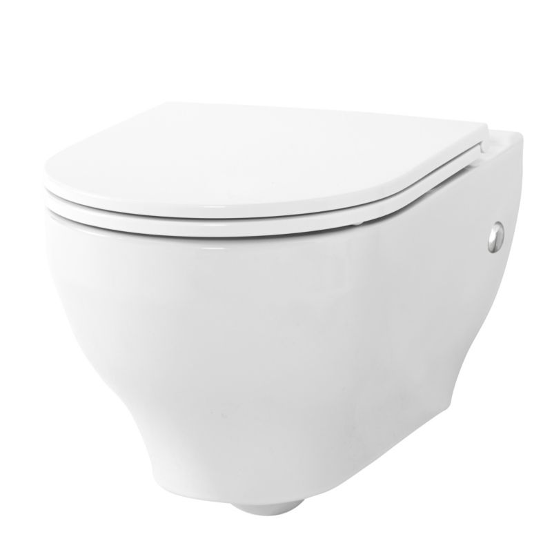 Vægmonteret toiletter GoodHome Cavally uden kant med soft-close sæde i duroplast