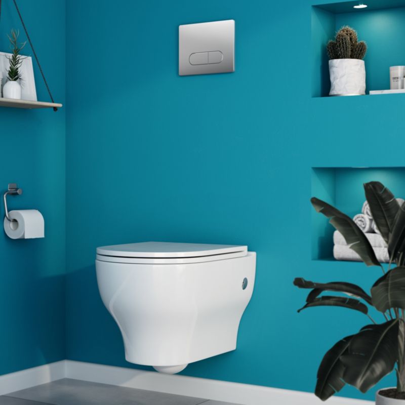 Vægmonteret toiletter GoodHome Cavally uden kant med soft-close sæde i duroplast