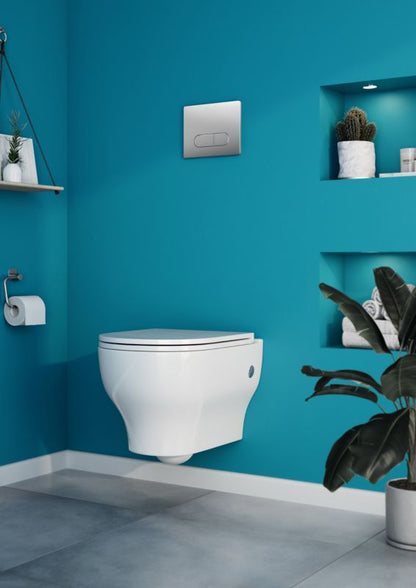 Vægmonteret toiletter GoodHome Cavally uden kant med soft-close sæde i duroplast
